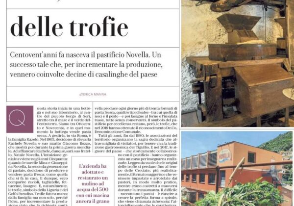 Sori, la comune delle trofie – Erica Manna (La Repubblica, Il Gusto)